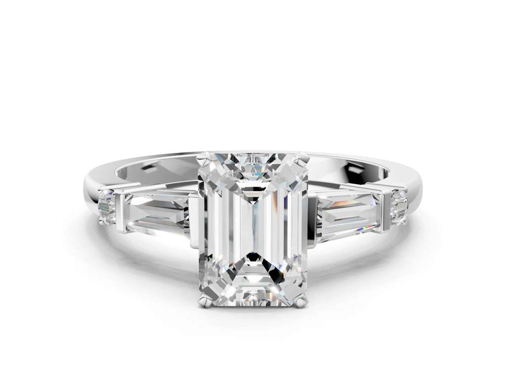 EMERALAD BAGUETTE ROUND CHANNEL RING
