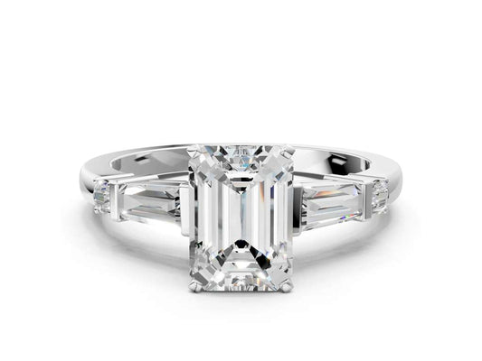 EMERALAD BAGUETTE ROUND CHANNEL RING