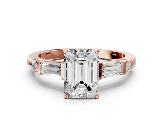 EMERALAD BAGUETTE ROUND CHANNEL RING - M&D Signature Jewels