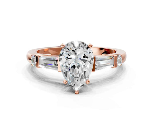 PEAR BAGUETTE ROUND CHANNEL RING - M&D Signature Jewels