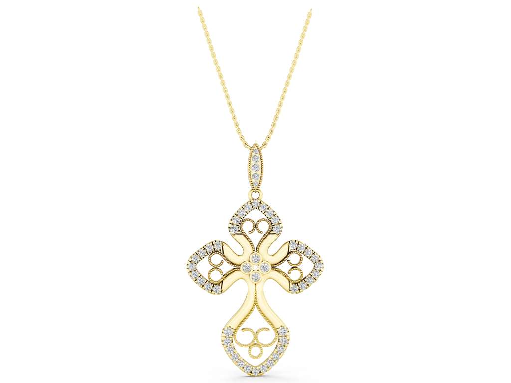 MILGRAIN CROSS PENDANT