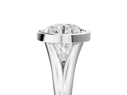 Round Cut Bezel Set Lab Grown Diamond Engagement Ring with Split Shank| D VS1