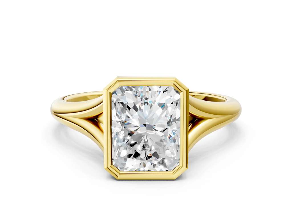Radiant  Cut Bezel Set Lab Grown Diamond Engagement Ring with Split Shank| D VS1