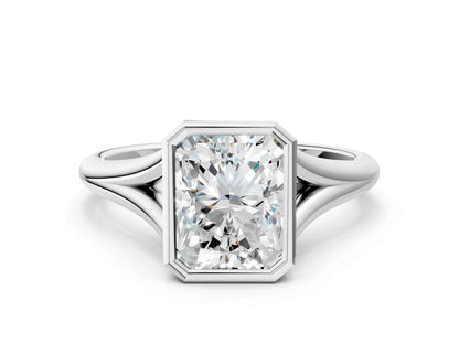 Radiant  Cut Bezel Set Lab Grown Diamond Engagement Ring with Split Shank| D VS1