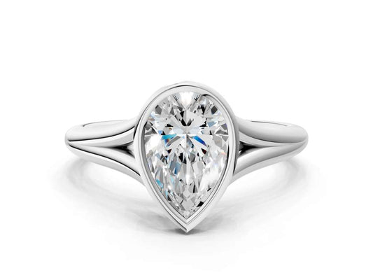 PEAR ACCENTED BEZEL RING