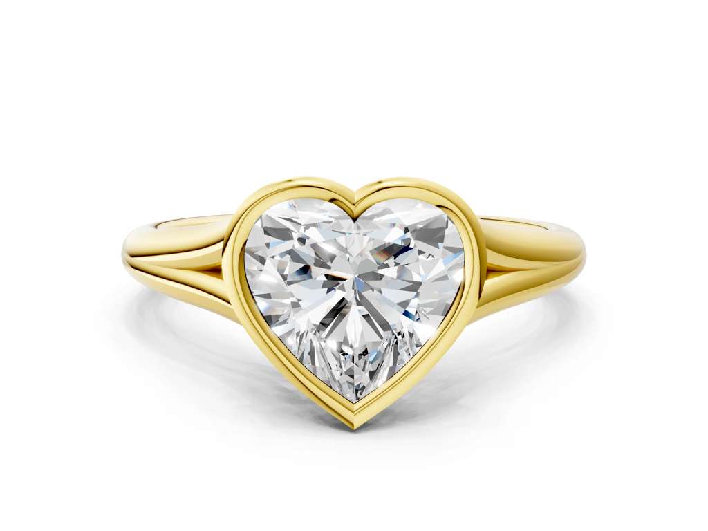 Heart Cut Bezel Set Lab Grown Diamond Engagement Ring with Split Shank| D VS1