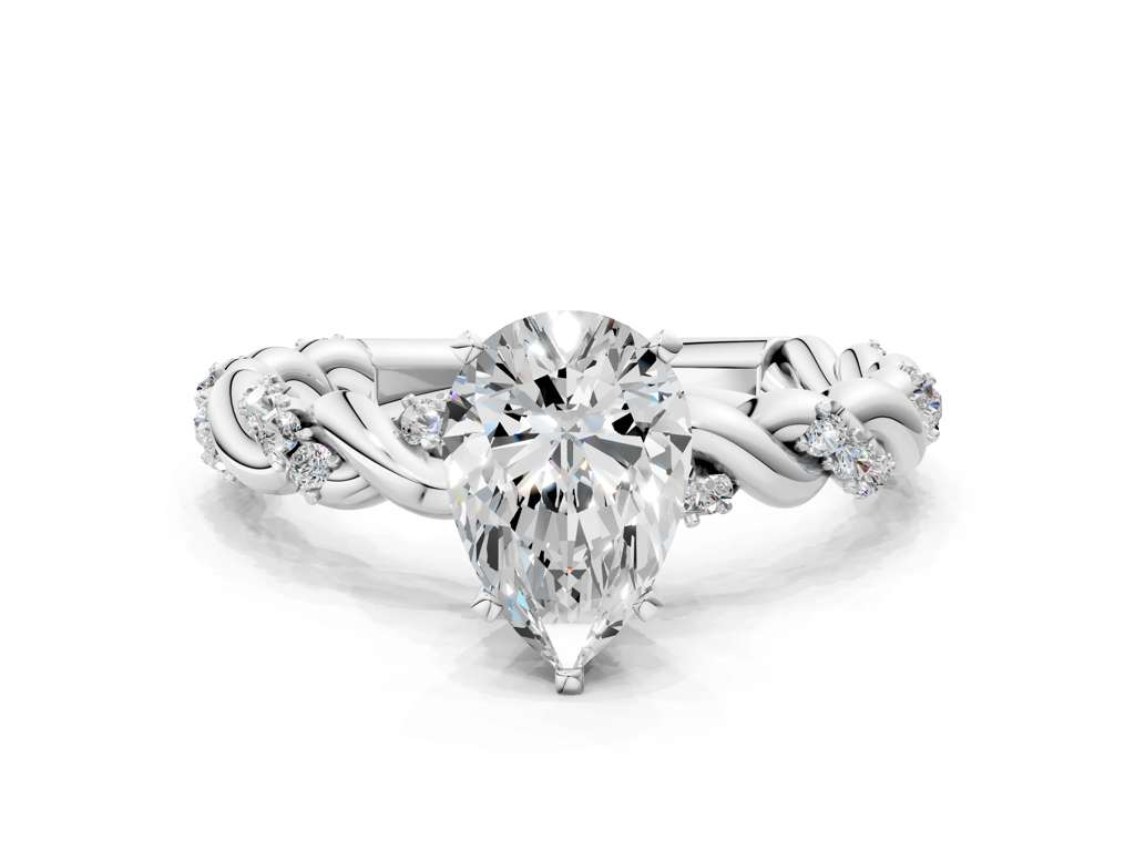 PEAR TWISTED PAVE RING