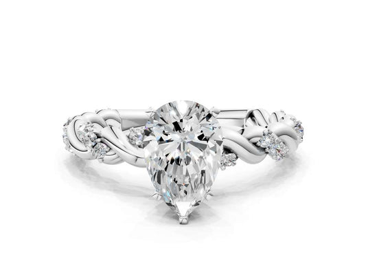 PEAR TWISTED PAVE RING