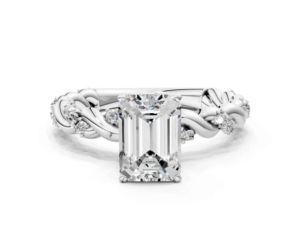 EMERALD TWISTED PAVE RING