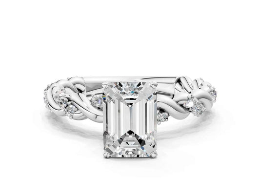 EMERALD TWISTED PAVE RING