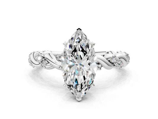 MARQUISE TWISTED PAVE RING