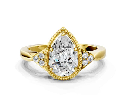 PEAR MILGRAIN VINTAGE RING - M&D Signature Jewels