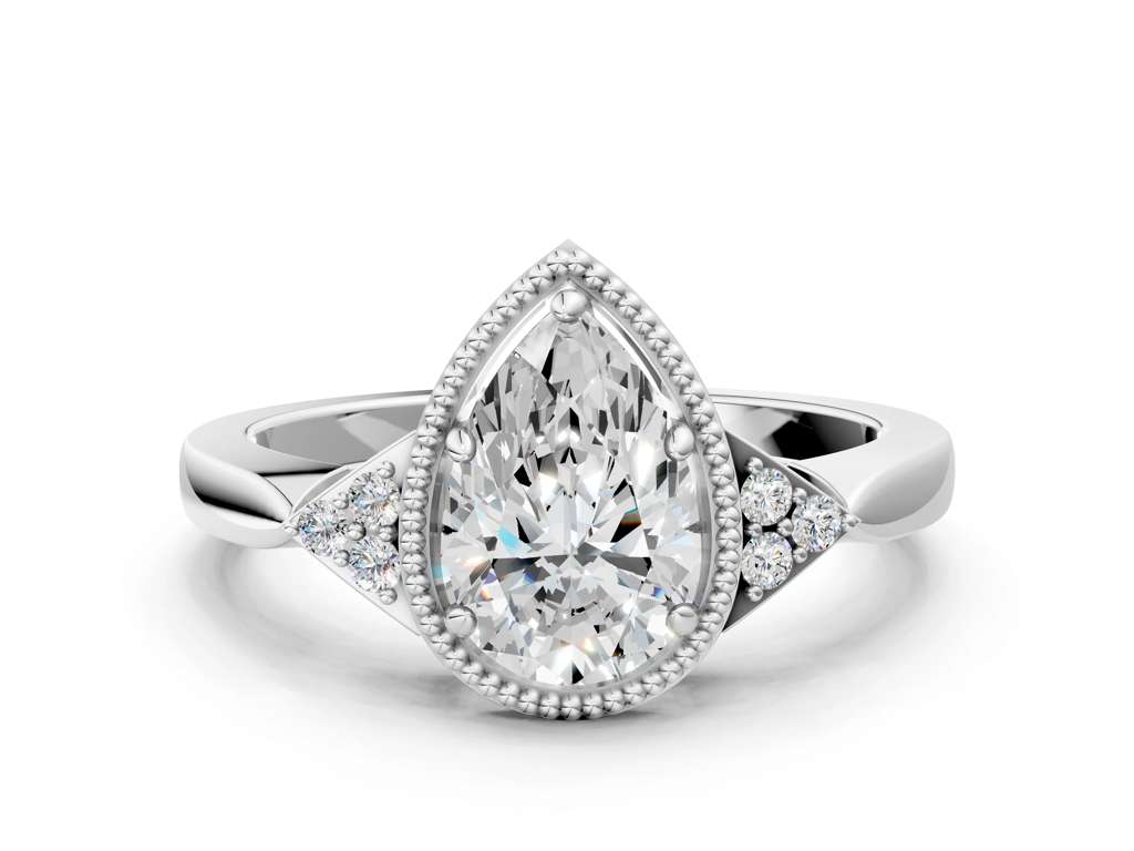 PEAR MILGRAIN VINTAGE RING