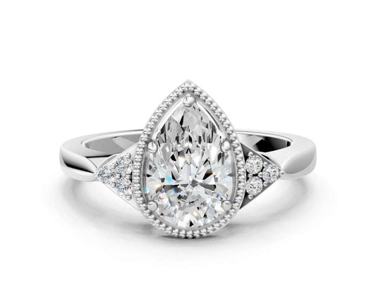 PEAR MILGRAIN VINTAGE RING