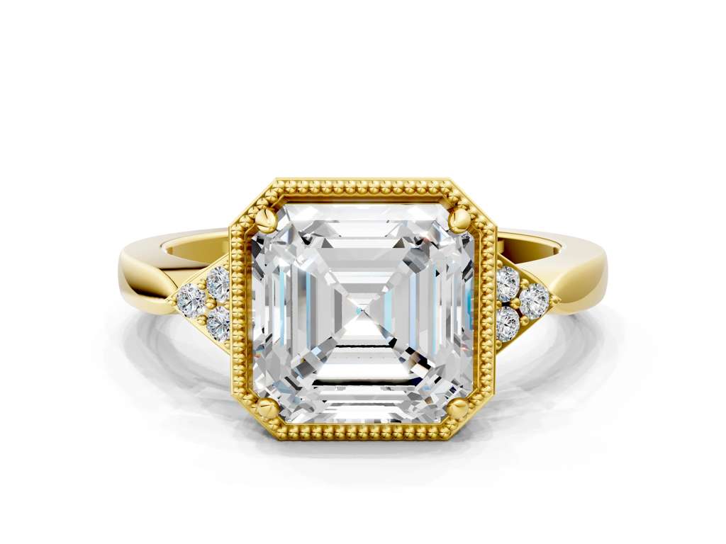 ASSCHER MILGRAIN VINTAGE RING - M&D Signature Jewels
