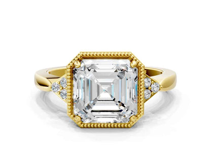ASSCHER MILGRAIN VINTAGE RING - M&D Signature Jewels