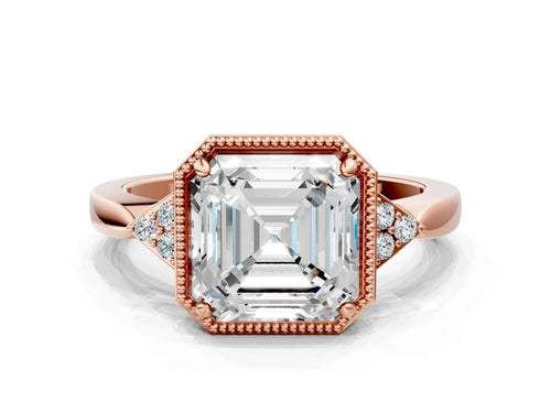 ASSCHER MILGRAIN VINTAGE RING