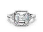 ASSCHER MILGRAIN VINTAGE RING