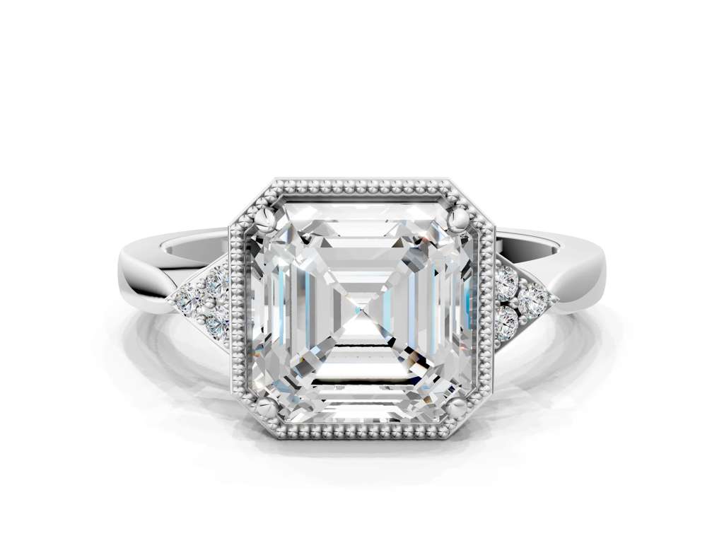 ASSCHER MILGRAIN VINTAGE RING
