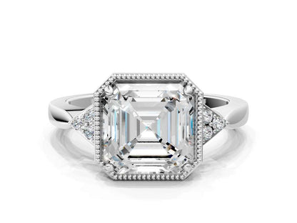 ASSCHER MILGRAIN VINTAGE RING - M&D Signature Jewels