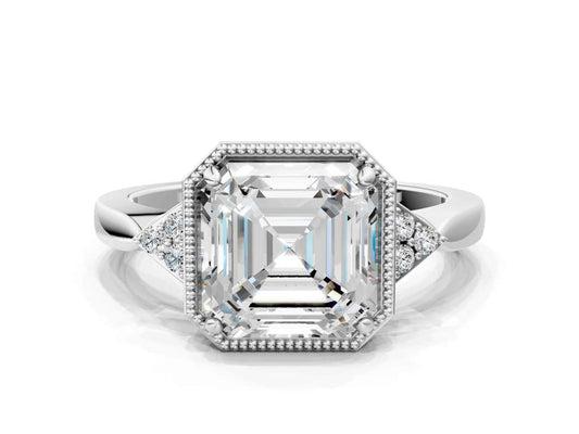ASSCHER MILGRAIN VINTAGE RING