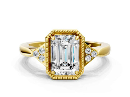 EMERALD MILGRAIN VINTAGE RING - M&D Signature Jewels