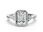 EMERALD MILGRAIN VINTAGE RING