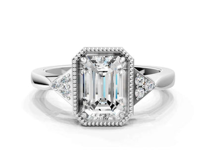 EMERALD MILGRAIN VINTAGE RING - M&D Signature Jewels