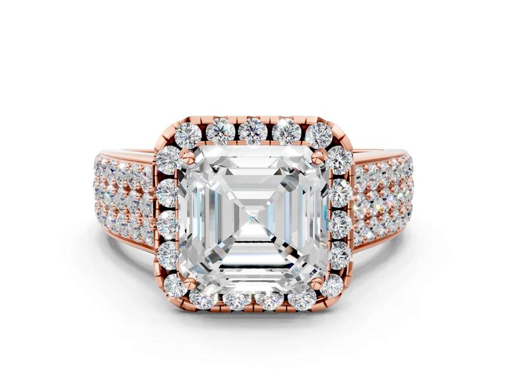 ASSCHER THREE ROW VINTAGE RING - M&D Signature Jewels
