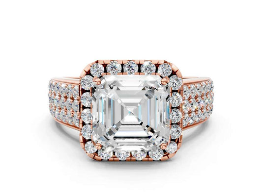 ASSCHER THREE ROW VINTAGE RING - M&D Signature Jewels
