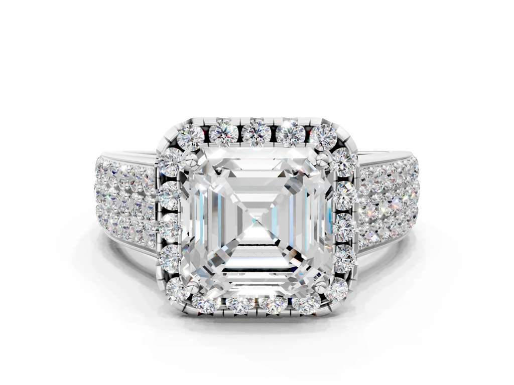 ASSCHER THREE ROW VINTAGE RING