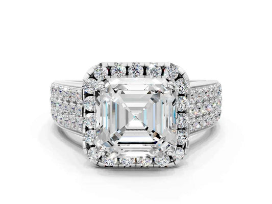 ASSCHER THREE ROW VINTAGE RING