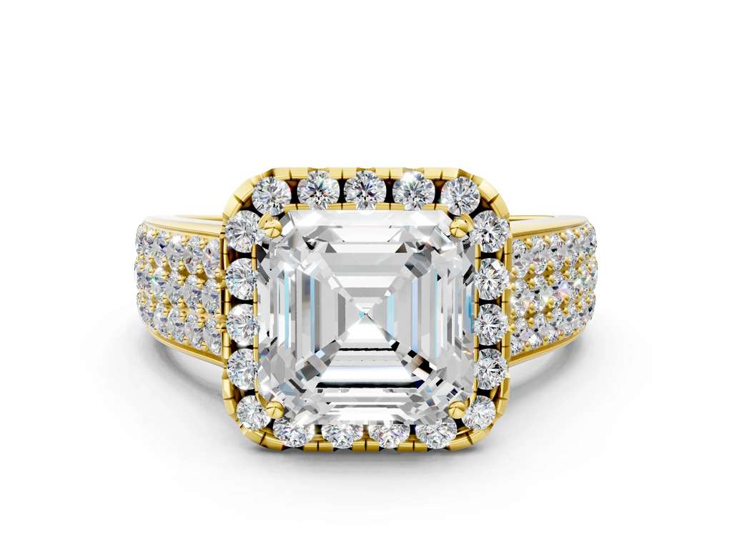 ASSCHER THREE ROW VINTAGE RING - M&D Signature Jewels
