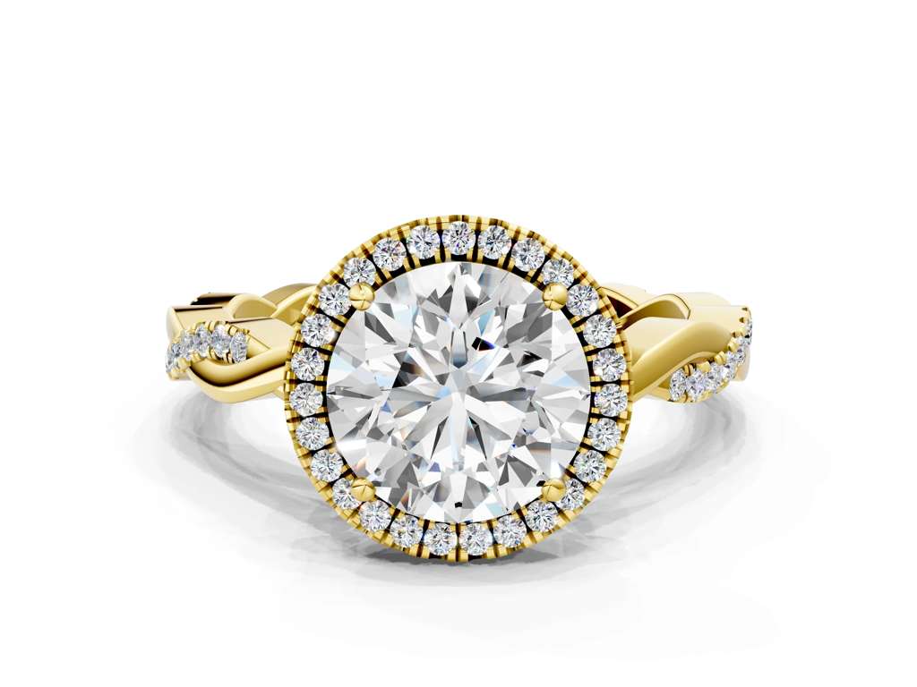 ROUND TWISTED PAVE WITH HALO - M&D Signature Jewels