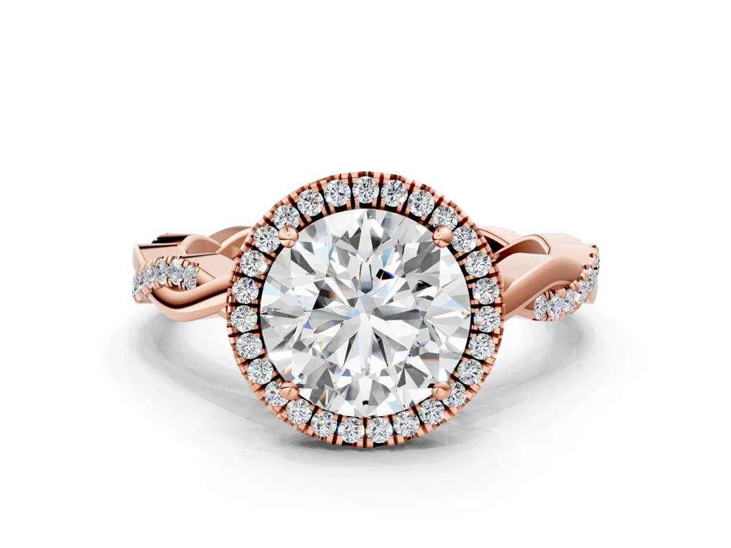 ROUND TWISTED PAVE WITH HALO - M&D Signature Jewels