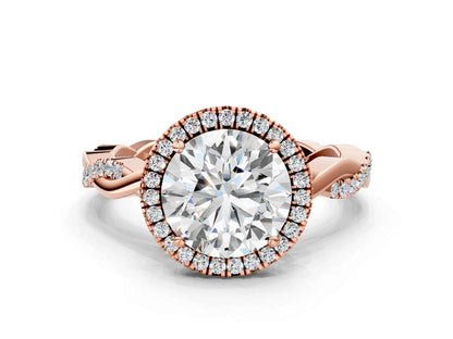 ROUND TWISTED PAVE WITH HALO - M&D Signature Jewels
