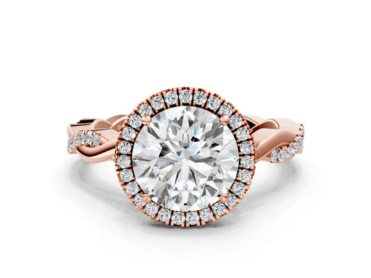 ROUND TWISTED PAVE WITH HALO - M&D Signature Jewels