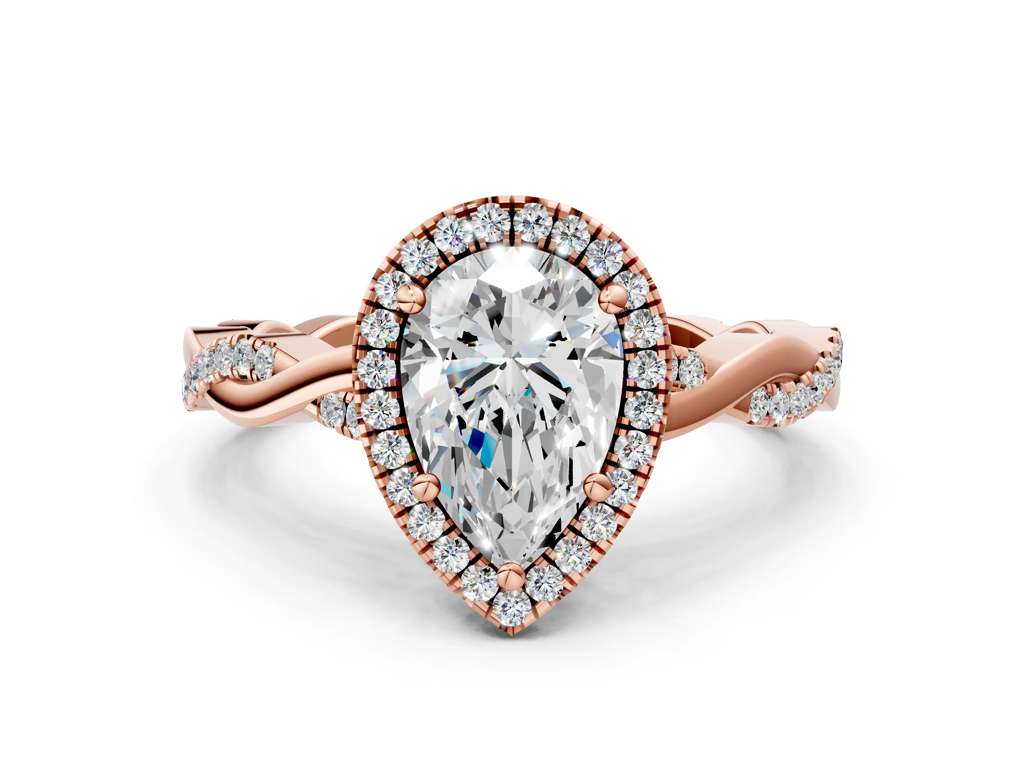 PEAR TWISTED PAVE WITH HALO - M&D Signature Jewels