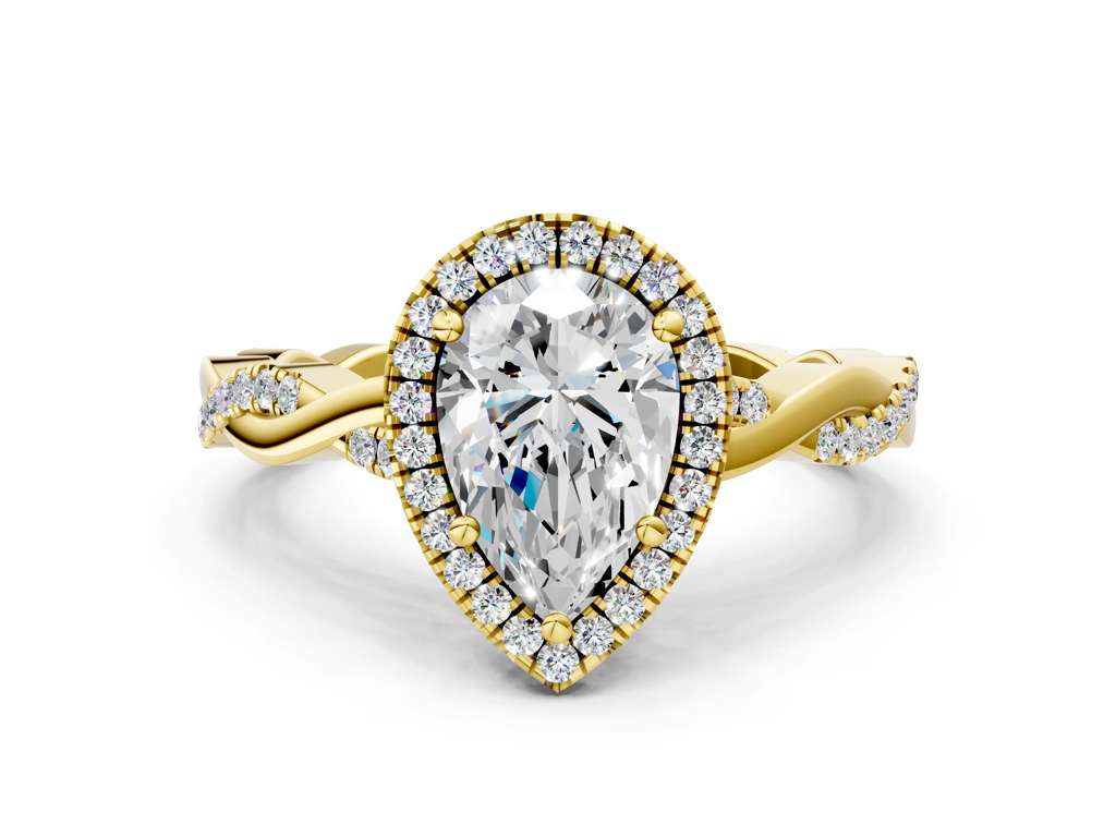 PEAR TWISTED PAVE WITH HALO - M&D Signature Jewels