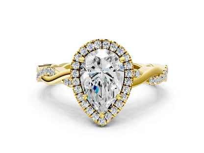 PEAR TWISTED PAVE WITH HALO - M&D Signature Jewels