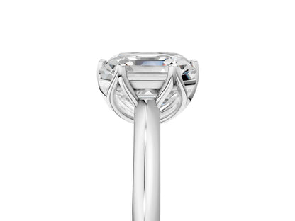 Asscher Cut Lab Diamond Solitaire Ring with Flower Prong Setting and Classic Band| D VS1