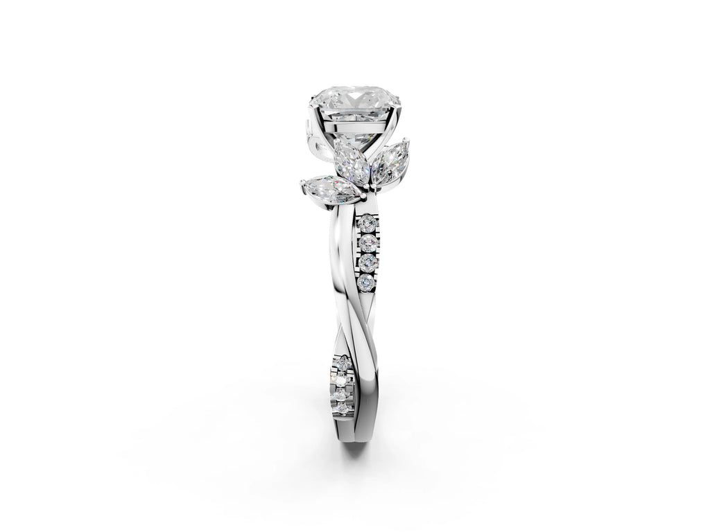 CUSHION FLORAL NATURE INSPIRED CHANNEL RING