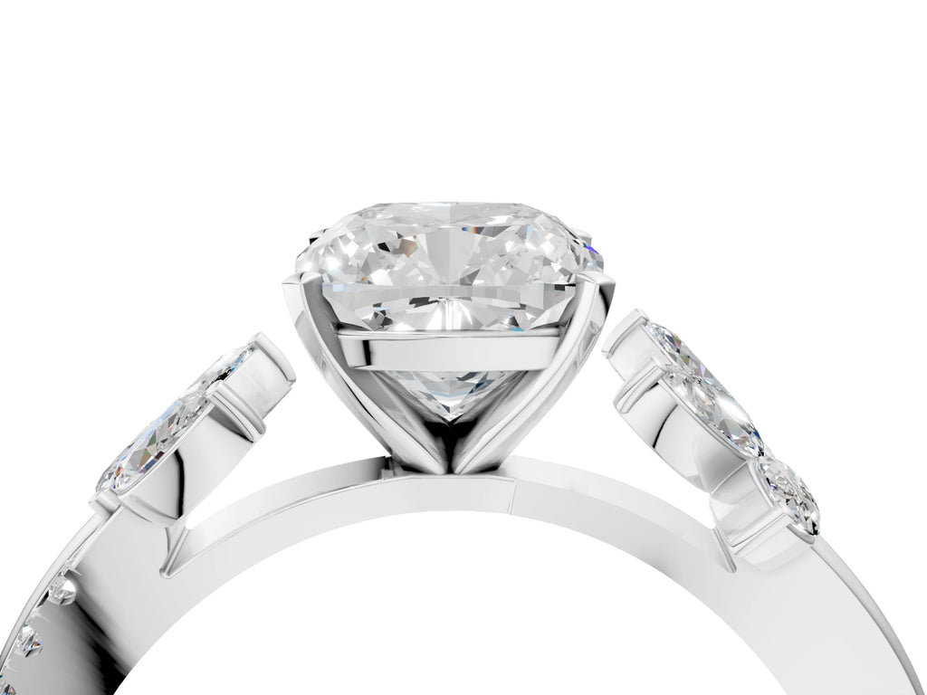 CUSHION FLORAL NATURE INSPIRED CHANNEL RING
