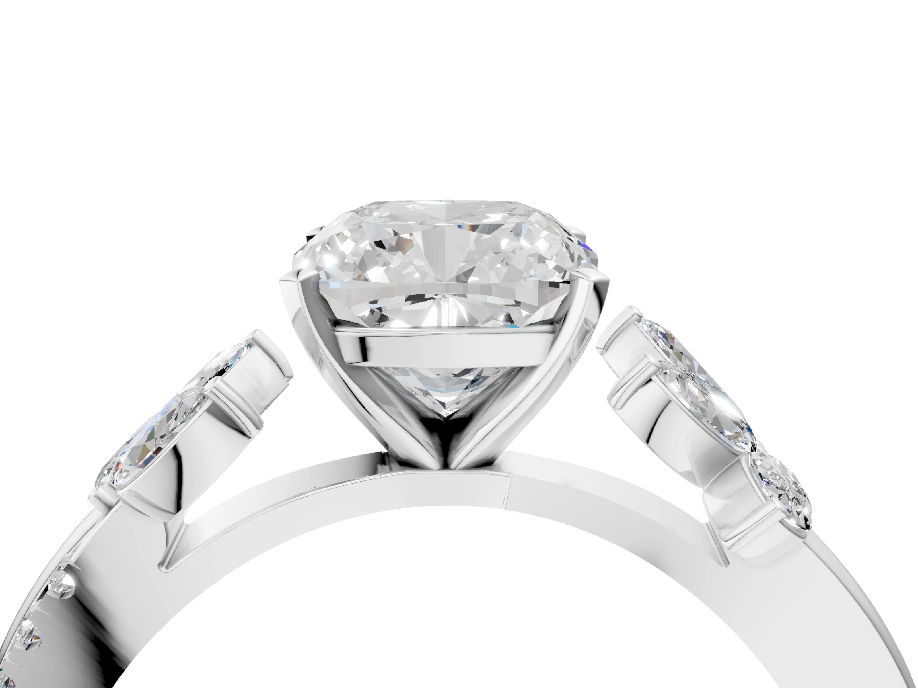 CUSHION FLORAL NATURE INSPIRED CHANNEL RING