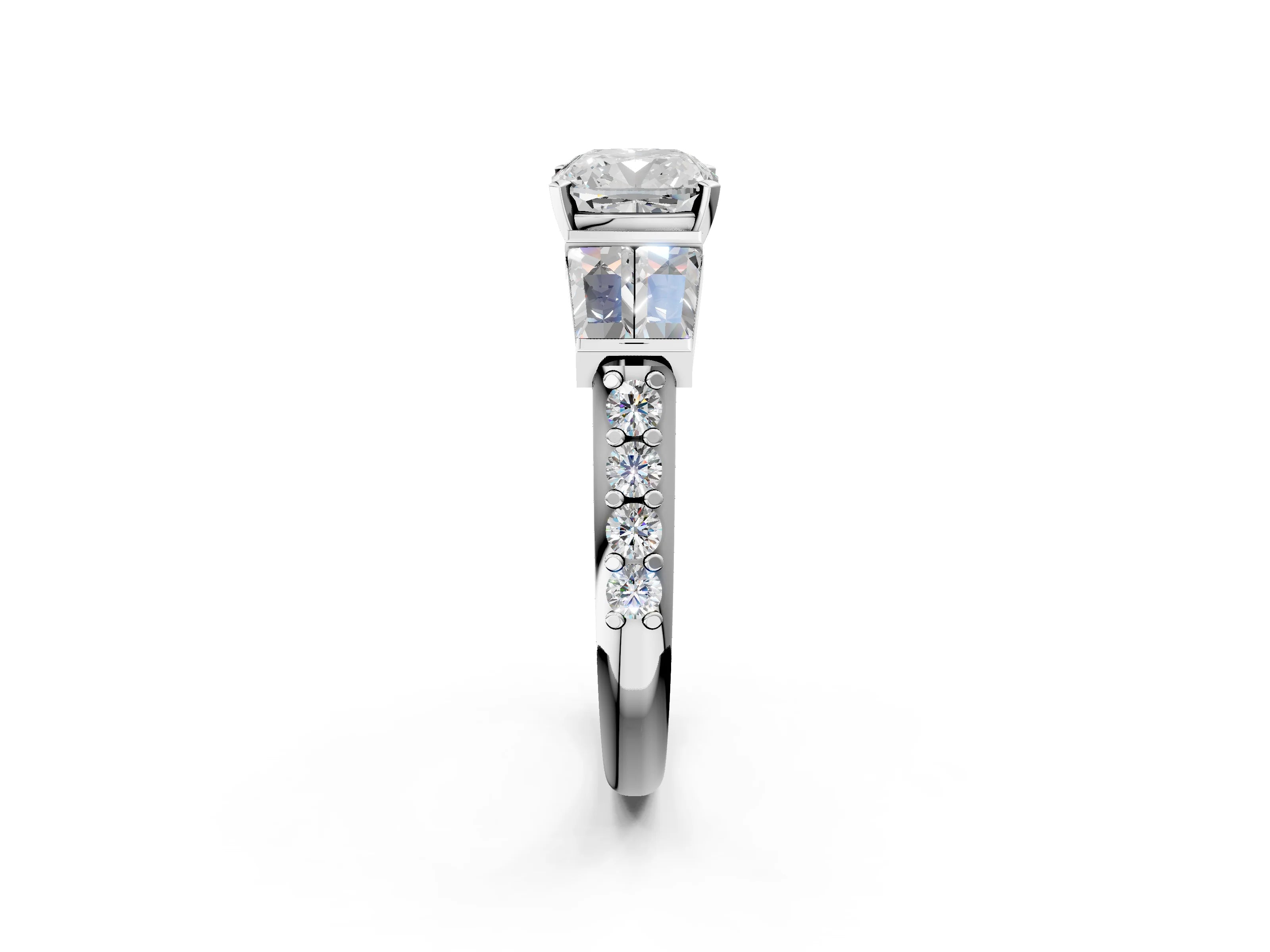 CUSHION BAGUETTE CHANNEL RING