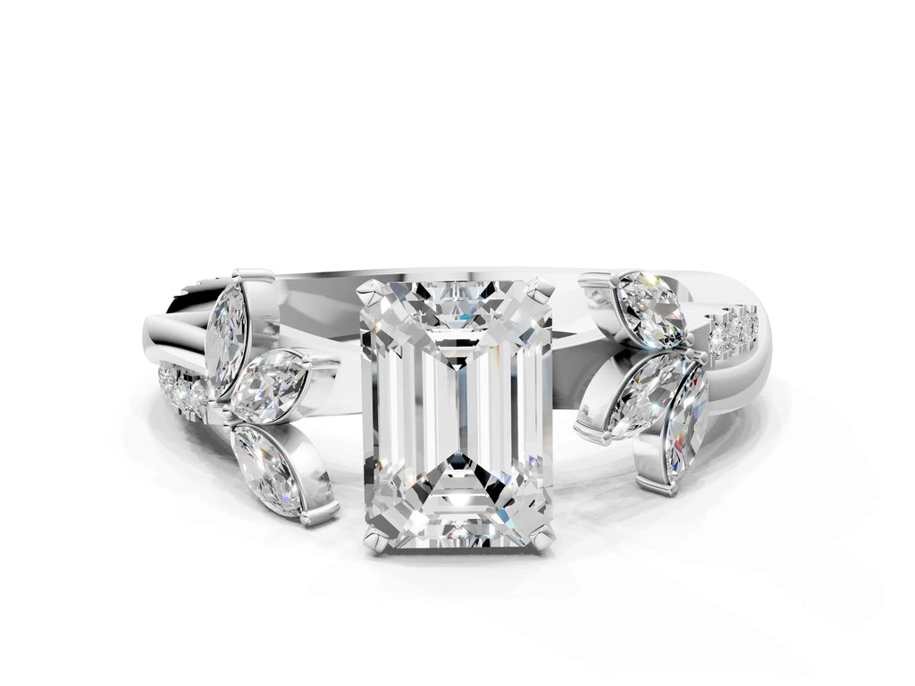 EMERALAD FLORAL NATURE INSPIRED CHANNEL RING