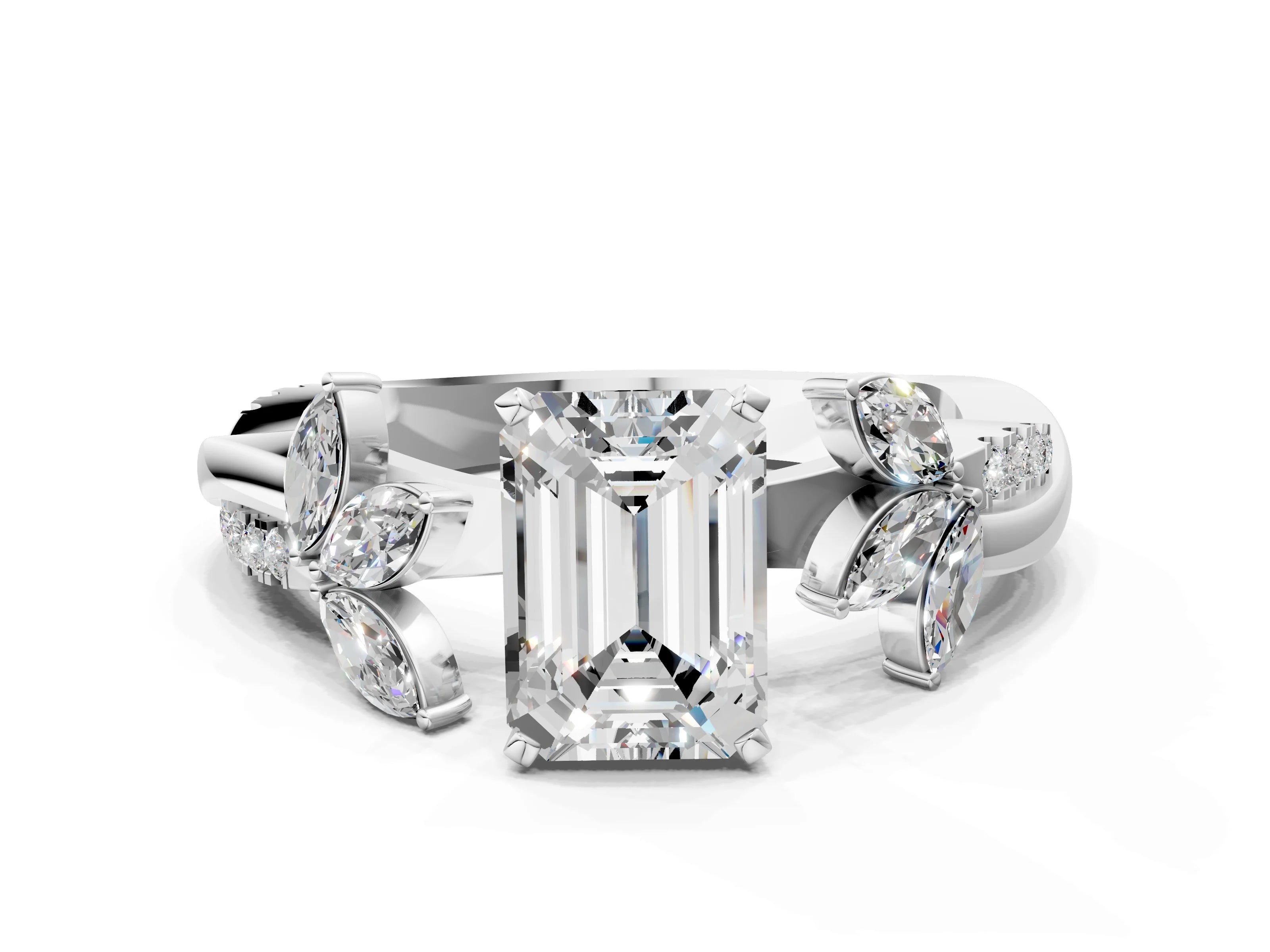 EMERALAD FLORAL NATURE INSPIRED CHANNEL RING