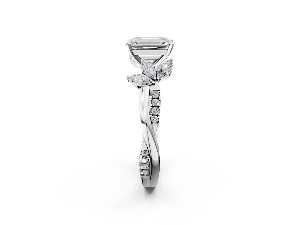 EMERALAD FLORAL NATURE INSPIRED CHANNEL RING