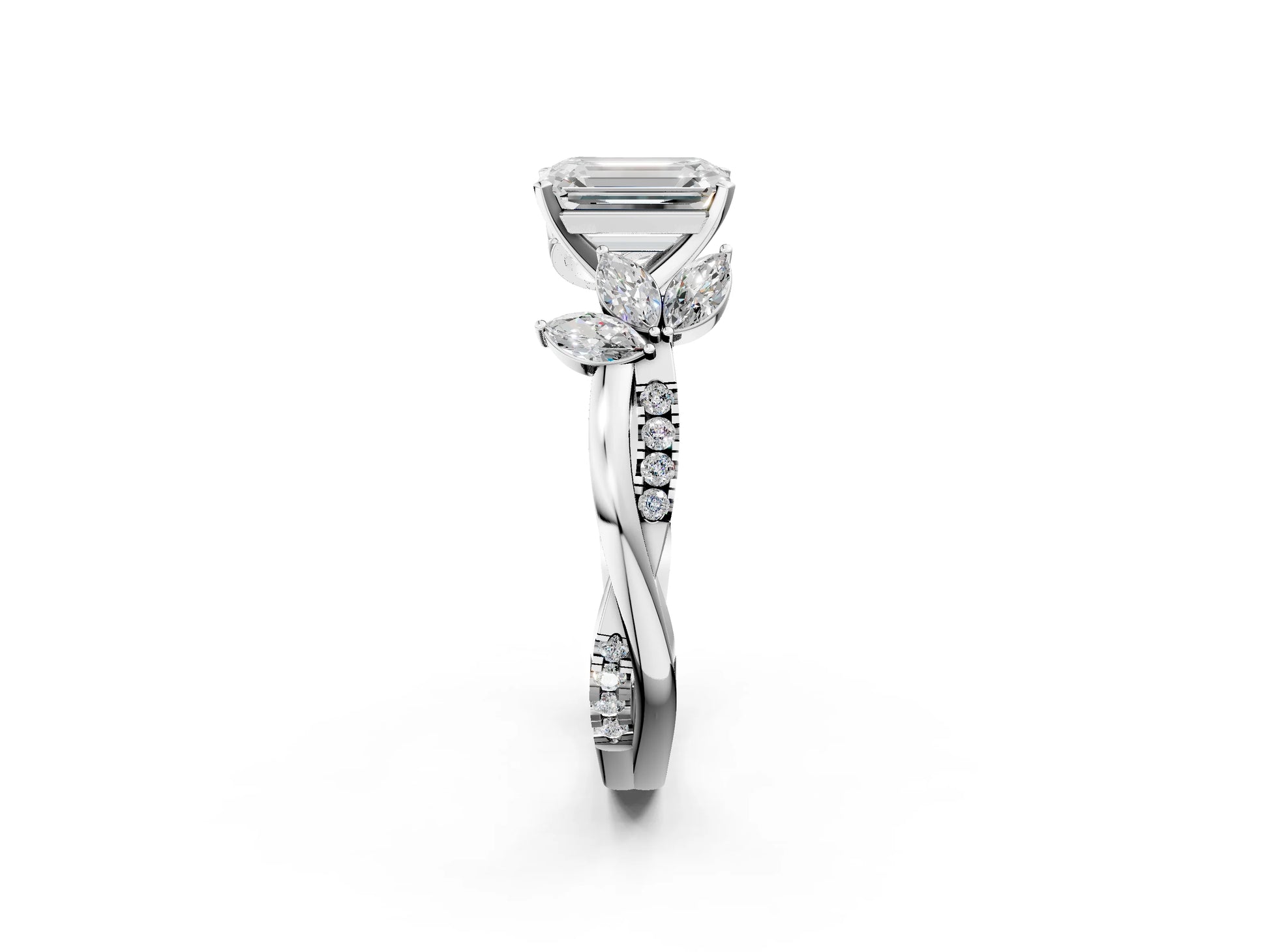 EMERALAD FLORAL NATURE INSPIRED CHANNEL RING - M&D Signature Jewels