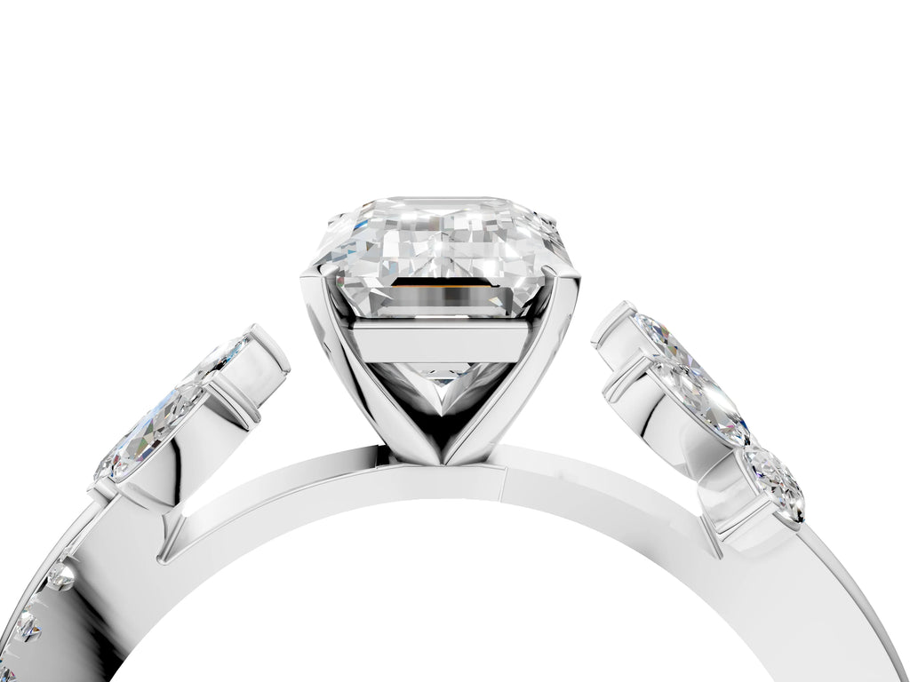 EMERALAD FLORAL NATURE INSPIRED CHANNEL RING